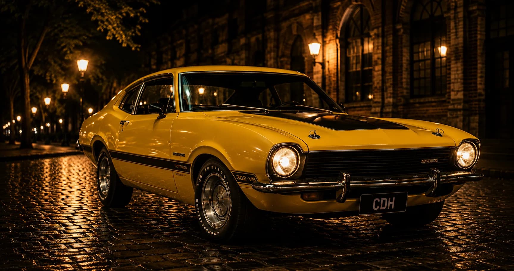 Carro clássico à noite