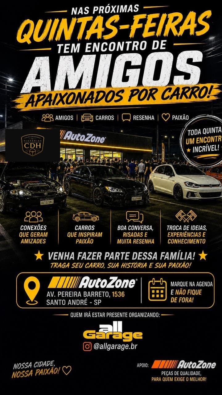 Encontro de amigos apaixonades por carro no Autozone - Santo André, SP